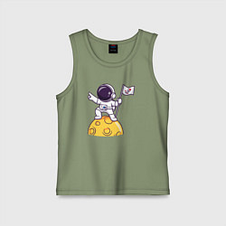 Майка детская хлопок Вперёд в космос, цвет: авокадо