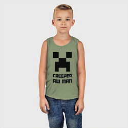Майка детская хлопок Creeper Aw Man, Майнкрафт мем, цвет: авокадо — фото 2