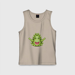 Майка детская хлопок Cartoon monster with spikes green, цвет: миндальный