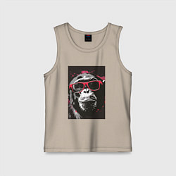 Майка детская хлопок Мартышка в очках, цвет: миндальный