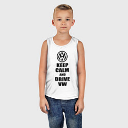 Майка детская хлопок Keep Calm & Drive VW, цвет: белый — фото 2