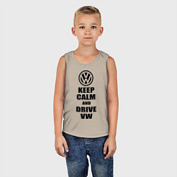 Майка детская хлопок Keep Calm & Drive VW, цвет: миндальный — фото 2