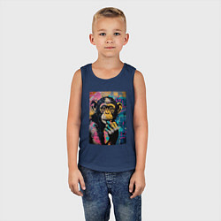 Майка детская хлопок Cute monkey, цвет: тёмно-синий — фото 2