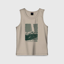 Майка детская хлопок Постер спорткара, цвет: миндальный