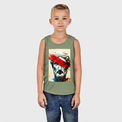 Майка детская хлопок Штрих на античной статуе, цвет: авокадо — фото 2