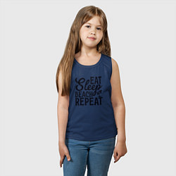 Майка детская хлопок Еда сон пляж, цвет: тёмно-синий — фото 2