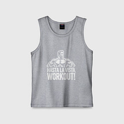 Майка детская хлопок Arnold - hasta la vista workout, цвет: меланж