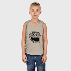 Майка детская хлопок Омега тролл фейс мем, цвет: миндальный — фото 2