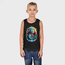 Майка детская хлопок Водолей в тени дракона, цвет: черный — фото 2