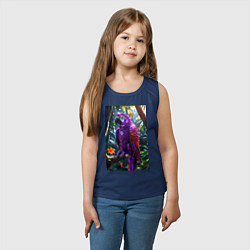 Майка детская хлопок Попугай из драгоценных камней, цвет: тёмно-синий — фото 2