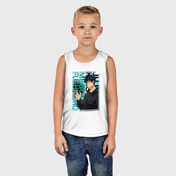 Майка детская хлопок Мегуми фусигуро заклинатель, цвет: белый — фото 2