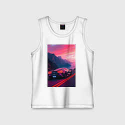 Детская майка Суперкар едет около океана