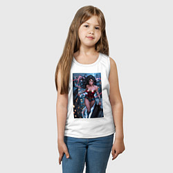 Майка детская хлопок Чудо-женщина на крыше города, цвет: белый — фото 2