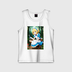 Майка детская хлопок Девочка собирает грибы в корзинку, цвет: белый