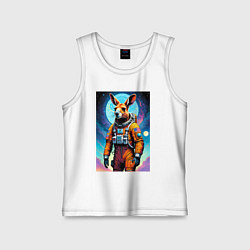 Майка детская хлопок Кенгуру бравый космонавт - нейроарт, цвет: белый