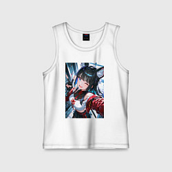 Майка детская хлопок Озорная кошка-самурай, цвет: белый