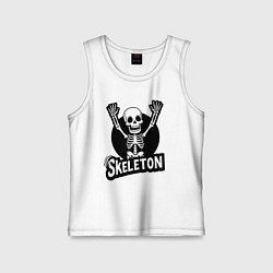 Майка детская хлопок Skeleton с поднятыми руками, цвет: белый