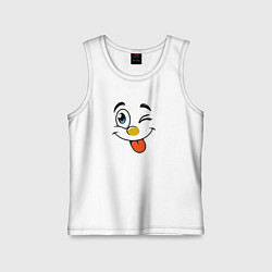 Майка детская хлопок Позитивный смайлик, цвет: белый