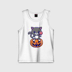 Детская майка Хэллоуин котик с леденцом