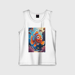 Детская майка Рыбка клоун плавает с черепахами