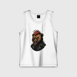 Майка детская хлопок Медведь панк, цвет: белый