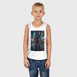 Майка детская хлопок Железный человек посреди ночного города, цвет: белый — фото 2