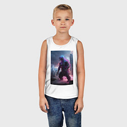 Майка детская хлопок Годзилла посреди мегаполиса, цвет: белый — фото 2