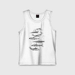 Майка детская хлопок Корюшка пошла и рыбалка началась, цвет: белый