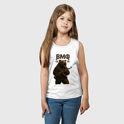 Майка детская хлопок ВМФ медведь с автоматом, цвет: белый — фото 2