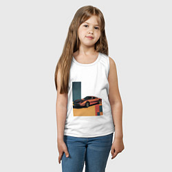 Майка детская хлопок Ретрофутуризм спорткар поп-арт 1970-е, цвет: белый — фото 2