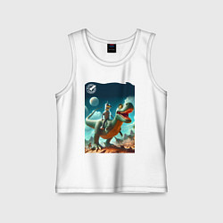 Майка детская хлопок Робот-сгибальщик Бендер верхом на тираннозавре, цвет: белый