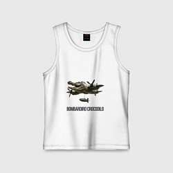 Майка детская хлопок Bombardiro-Crocodilo-Brainrot, цвет: белый