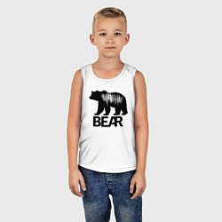Майка детская хлопок Черный медведь с полосами, цвет: белый — фото 2