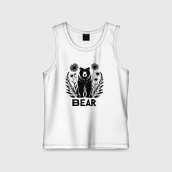 Майка детская хлопок Медведь среди цветов, цвет: белый