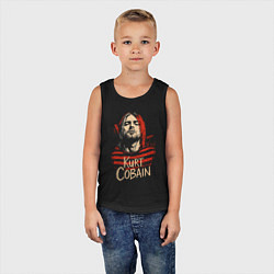 Майка детская хлопок Курт Кобейн с надписью, цвет: черный — фото 2