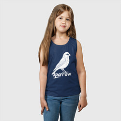 Майка детская хлопок Воробей белый логотип, цвет: тёмно-синий — фото 2