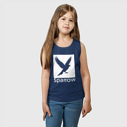 Майка детская хлопок Летящий воробей, цвет: тёмно-синий — фото 2