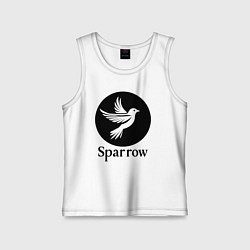 Майка детская хлопок Воробей в круге, цвет: белый