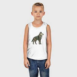 Майка детская хлопок Геометрический волк, цвет: белый — фото 2