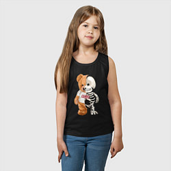 Майка детская хлопок Мишка скелет, цвет: черный — фото 2