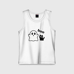 Детская майка Хэллоуин, привидение и черный кот