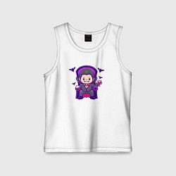 Майка детская хлопок Дракула на троне, цвет: белый