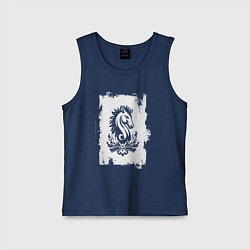 Майка детская хлопок Белый жеребец, цвет: тёмно-синий