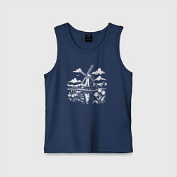 Детская майка Мельница и тюльпаны