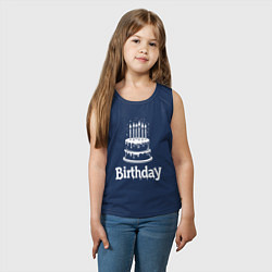Майка детская хлопок День рождения с тортом, цвет: тёмно-синий — фото 2