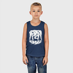 Майка детская хлопок Олень в новогоднем лесу, цвет: тёмно-синий — фото 2