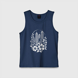 Майка детская хлопок Город в цветах, цвет: тёмно-синий