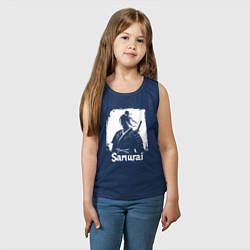 Майка детская хлопок Портрет самурая, цвет: тёмно-синий — фото 2