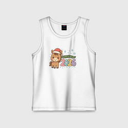 Майка детская хлопок Новогодняя лошадка 2026, цвет: белый