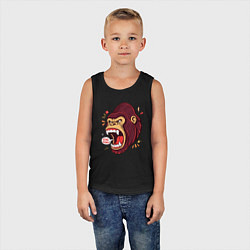 Майка детская хлопок Рычащий король горилл, цвет: черный — фото 2